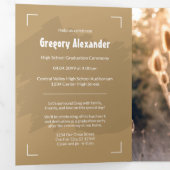 Gold Edgy Abstract Afstuderen penseelfoto's Drieluik Uitnodiging (Binnenzijde eerst)