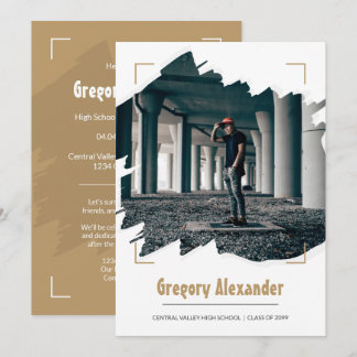 Gold Edgy Abstract Afstuderen penseelfoto's Kaart