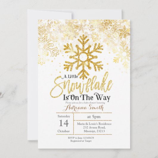 Gold Een beetje sneeuwvlok is onderweg naar baby s Kaart (Voorkant)