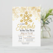 Gold Een beetje sneeuwvlok is onderweg naar baby s Kaart (Staand voorkant)