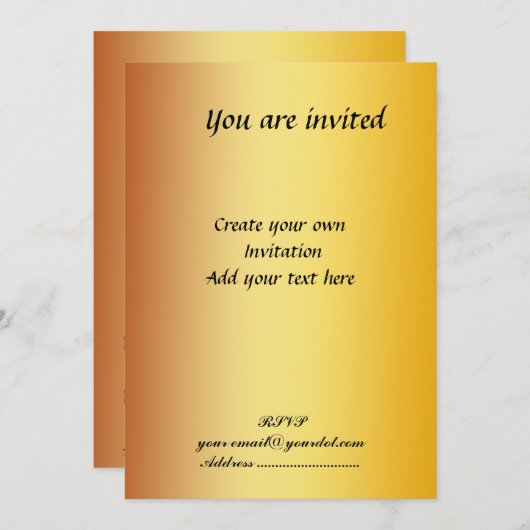 GoLd Eenvoudige uitnodiging (Voorkant / Achterkant)