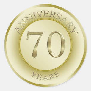 Gold-effect 70th Wedding Jubileum Sticker