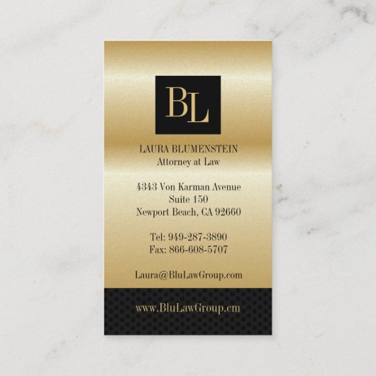 Gold "Effect" Attorney Visitekaartjes (Achterkant)