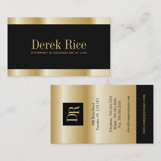Gold "Effect" Attorney Visitekaartjes (Voorkant / Achterkant)