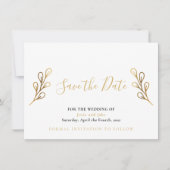 Gold-effect-bladen bewaren de datumkaart save the date (Voorkant)