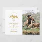 Gold Effect Boho Rustic Mountains Photo Wedding  Save The Date (Voorkant)