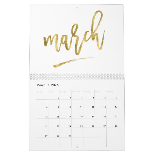 Gold Effect Calendar 20xx White Kalender (Mar 2026)