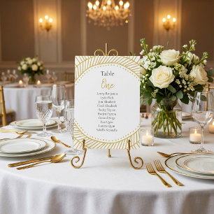 Gold-effect cirkel art deco-tabel nummer kaart