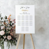 Gold effect leaf Elegant Wedding Seding Chart Poster