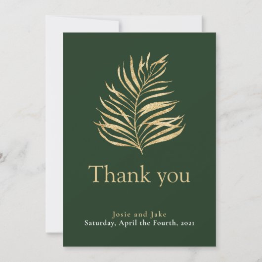 Gold-effect palmblad, foto bruiloft bedankt (Voorkant)