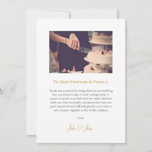 Gold-effect palmblad, foto bruiloft bedankt (Achterkant)