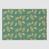 Gold Effect Pine Cones op groen Tissuepapier (Voorkant)
