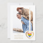 Gold Effect Pride Rainbow Heart Lesbian Gay Foto Save The Date (Voorkant)
