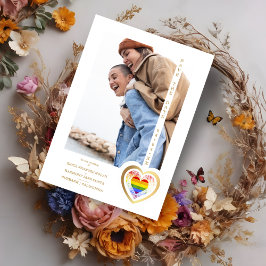 Gold Effect Pride Rainbow Heart Lesbian Gay Foto Save The Date