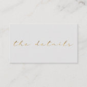 Gold effect script, de details licht grijs informatiekaartje (Voorkant)