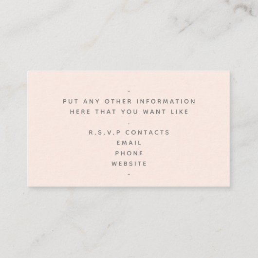 Gold effect script, RSVP bruidroze Informatiekaartje (Achterkant)