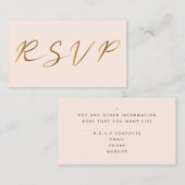Gold effect script, RSVP bruidroze Informatiekaartje (Voorkant / Achterkant)