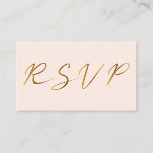 Gold effect script, RSVP bruidroze Informatiekaartje (Voorkant)