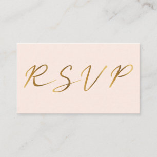 Gold effect script, RSVP bruidroze Informatiekaartje