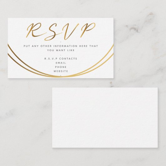 Gold effect script, RSVP wit Informatiekaartje (Voorkant / Achterkant)