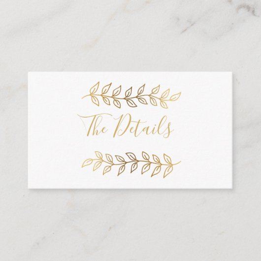 Gold-effect verlaat de trouwbehuizing informatiekaartje (Voorkant)