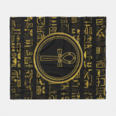 Gold Egyptian Ankh Cross-symbool Fleece Deken (Voorkant (Horizontaal))