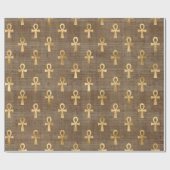 Gold Egyptian Ankh op Tan Cadeaupapier (Vlak)