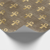Gold Egyptian Ankh op Tan Cadeaupapier (Hoek)