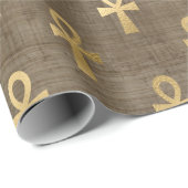Gold Egyptian Ankh op Tan Cadeaupapier (Rol Hoek)