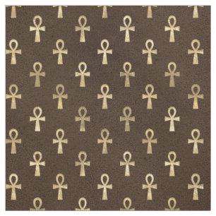 Gold Egyptian Ankh over Dark Brown Stof