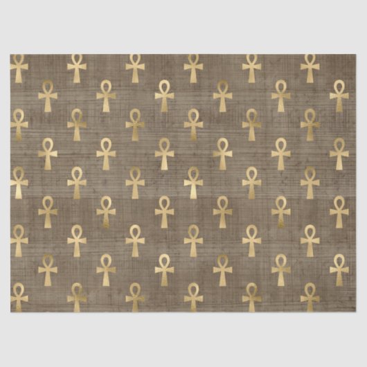 Gold Egyptian Ankh over Tan Decoupage Tissuepapier (Voorkant)