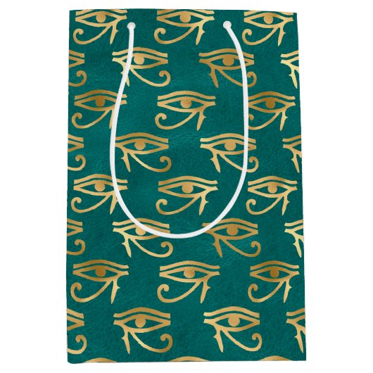 Gold Egyptian Eye of Horus Pattern Medium Cadeauzakje (Voorkant)