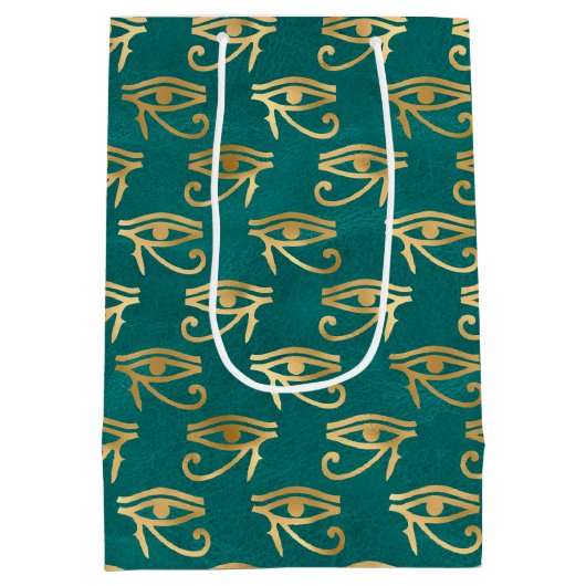 Gold Egyptian Eye of Horus Pattern Medium Cadeauzakje (Achterkant)