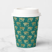 Gold Egyptian Eye of Horus Pattern Papieren Bekers (Achterkant)