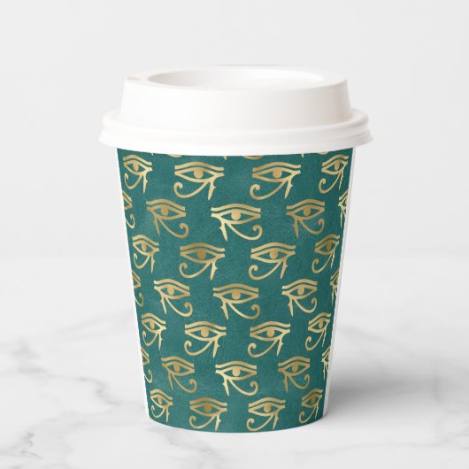 Gold Egyptian Eye of Horus Pattern Papieren Bekers (Achterkant)
