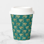 Gold Egyptian Eye of Horus Pattern Papieren Bekers (Voorkant)