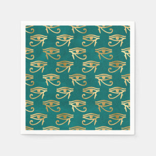 Gold Egyptian Eye of Horus Pattern Servet