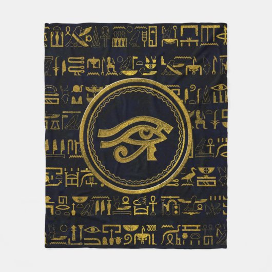 Gold Egyptian Eye of Horus - Wadjet Fleece Deken (Voorkant)