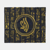 Gold Egyptian Eye of Horus - Wadjet Fleece Deken (Voorkant (Horizontaal))