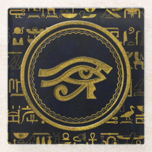 Gold Egyptian Eye of Horus - Wadjet Glazen Onderzetter