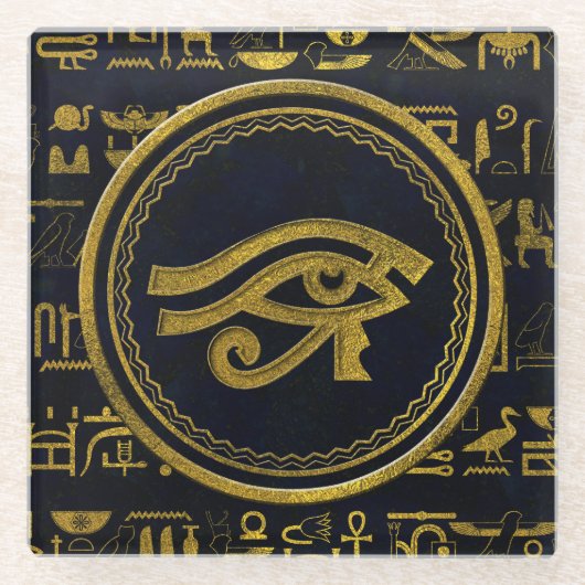 Gold Egyptian Eye of Horus - Wadjet Glazen Onderzetter (Voorkant)