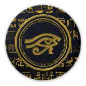 Gold Egyptian Eye of Horus - Wadjet Keramische Knop (Voorkant)