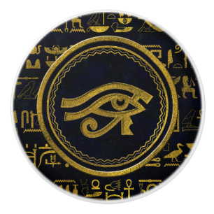 Gold Egyptian Eye of Horus - Wadjet Keramische Knop