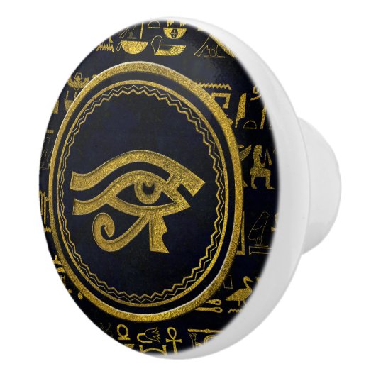 Gold Egyptian Eye of Horus - Wadjet Keramische Knop (Rechts)
