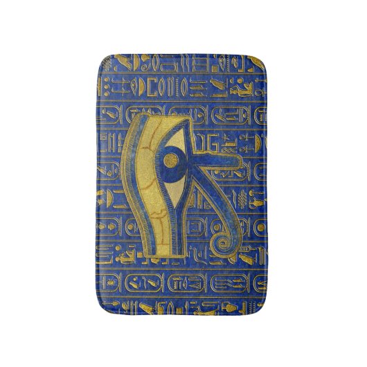 Gold Egyptian Eye of Horus - Wadjet Lapis Lazuli Badmat (Voorkant Verticaal)