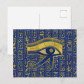 Gold Egyptian Eye of Horus - Wadjet Lapis Lazuli Briefkaart (Voorkant / Achterkant)