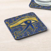 Gold Egyptian Eye of Horus - Wadjet Lapis Lazuli Drankjes Onderzetter (Linkerzijde)