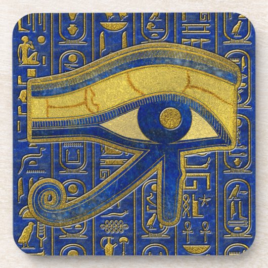 Gold Egyptian Eye of Horus - Wadjet Lapis Lazuli Drankjes Onderzetter (Voorkant)