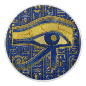 Gold Egyptian Eye of Horus - Wadjet Lapis Lazuli Keramische Knop (Voorkant)