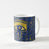 Gold Egyptian Eye of Horus - Wadjet Lapis Lazuli Koffiemok (Voorkant rechts)